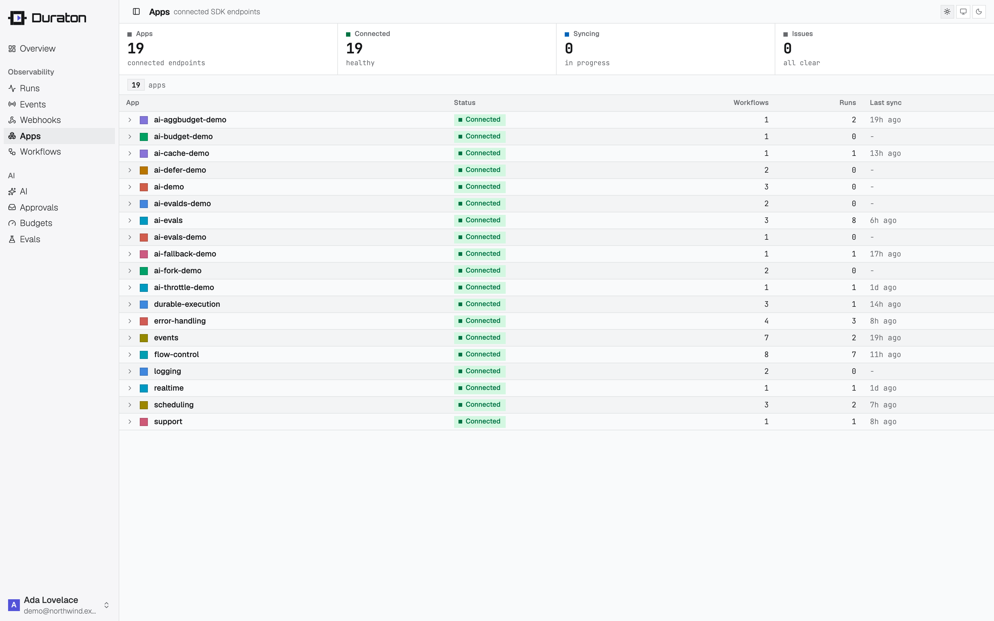 Connected apps and their runners in the console